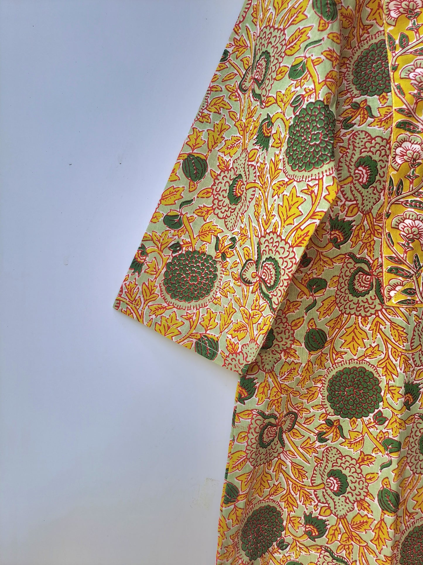 Light Green and Yellow Floral Yoke Kurti