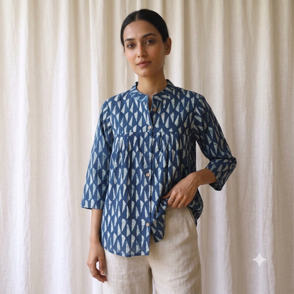 Indigo Shard Button Up Top