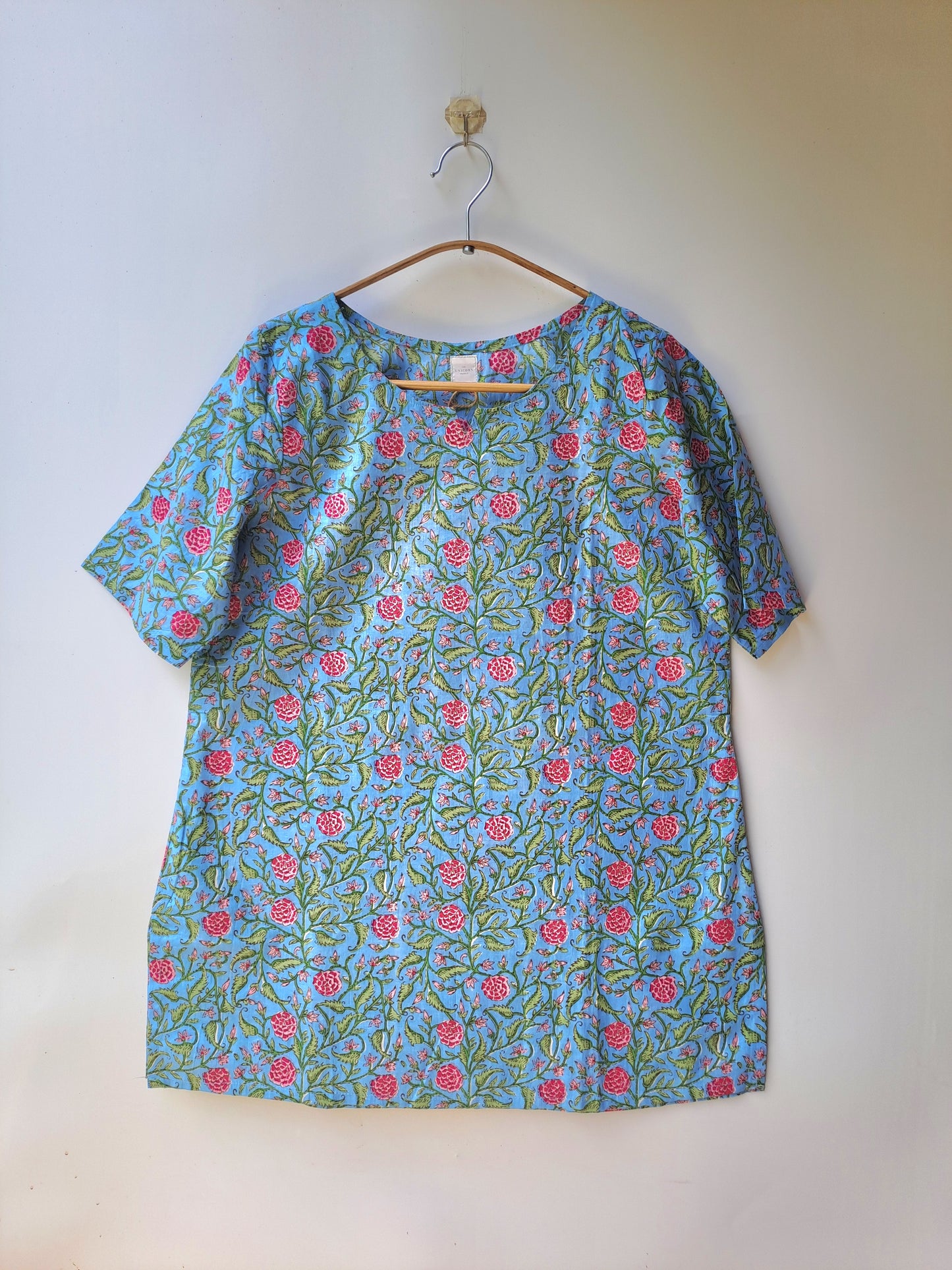 Sky Blue Floral Jaal Kurti
