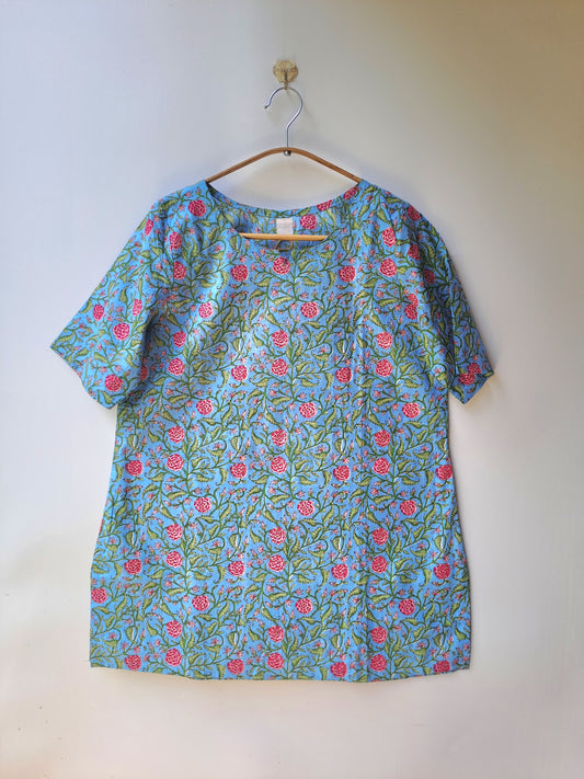 Sky Blue Floral Jaal Kurti