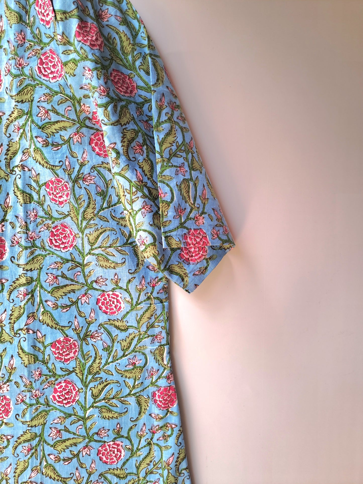 Sky Blue Floral Jaal Kurti