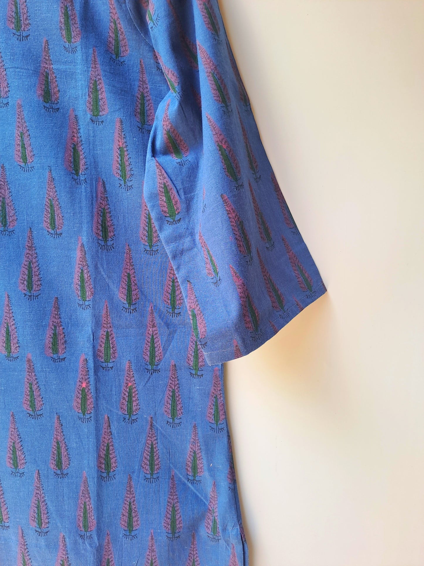 Indigo Leaf Print Cotton Kurti