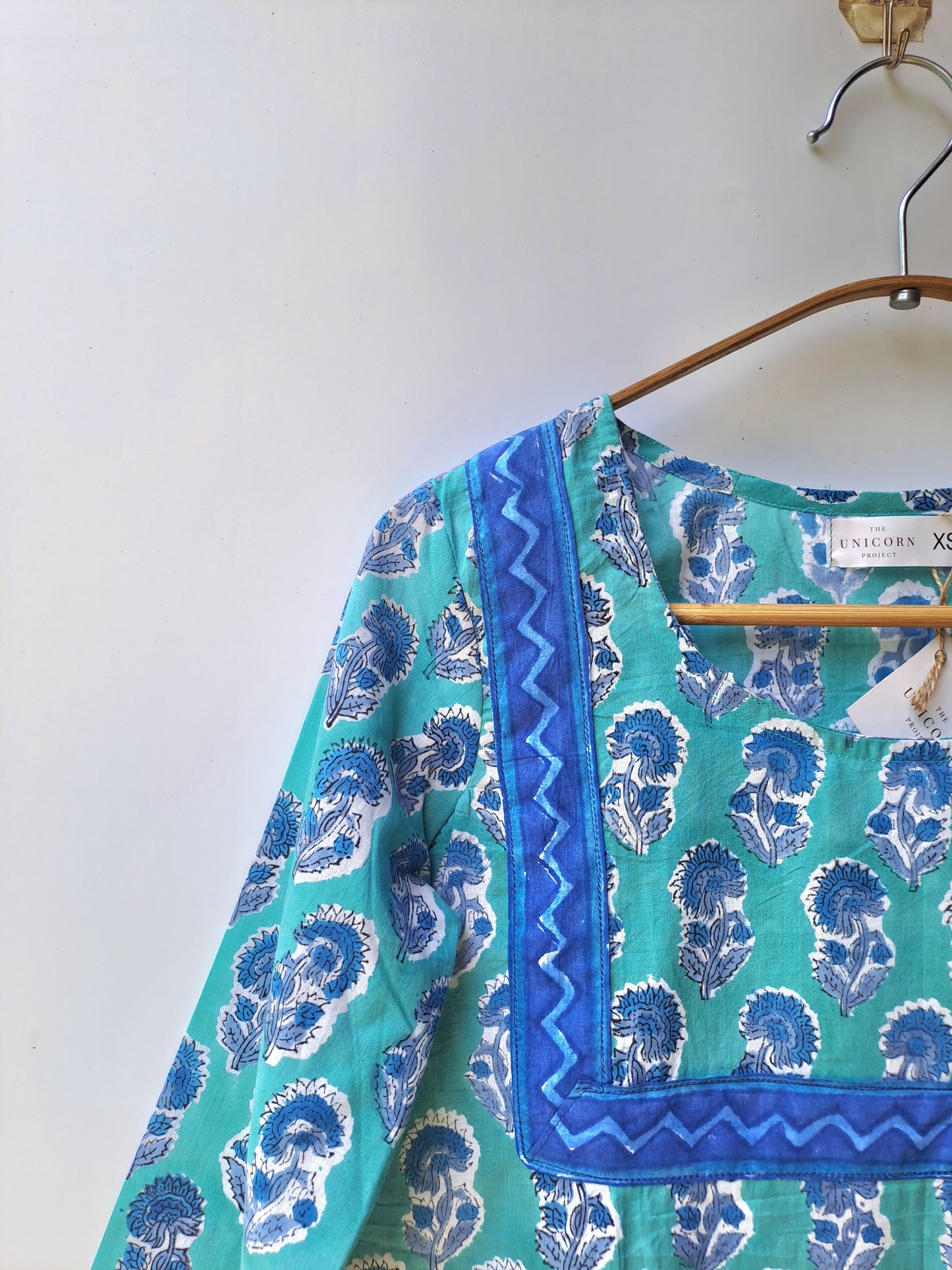 Blue Yoke Block Print Cotton Kurti