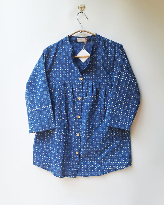 Indigo Cosmos Button Up Top