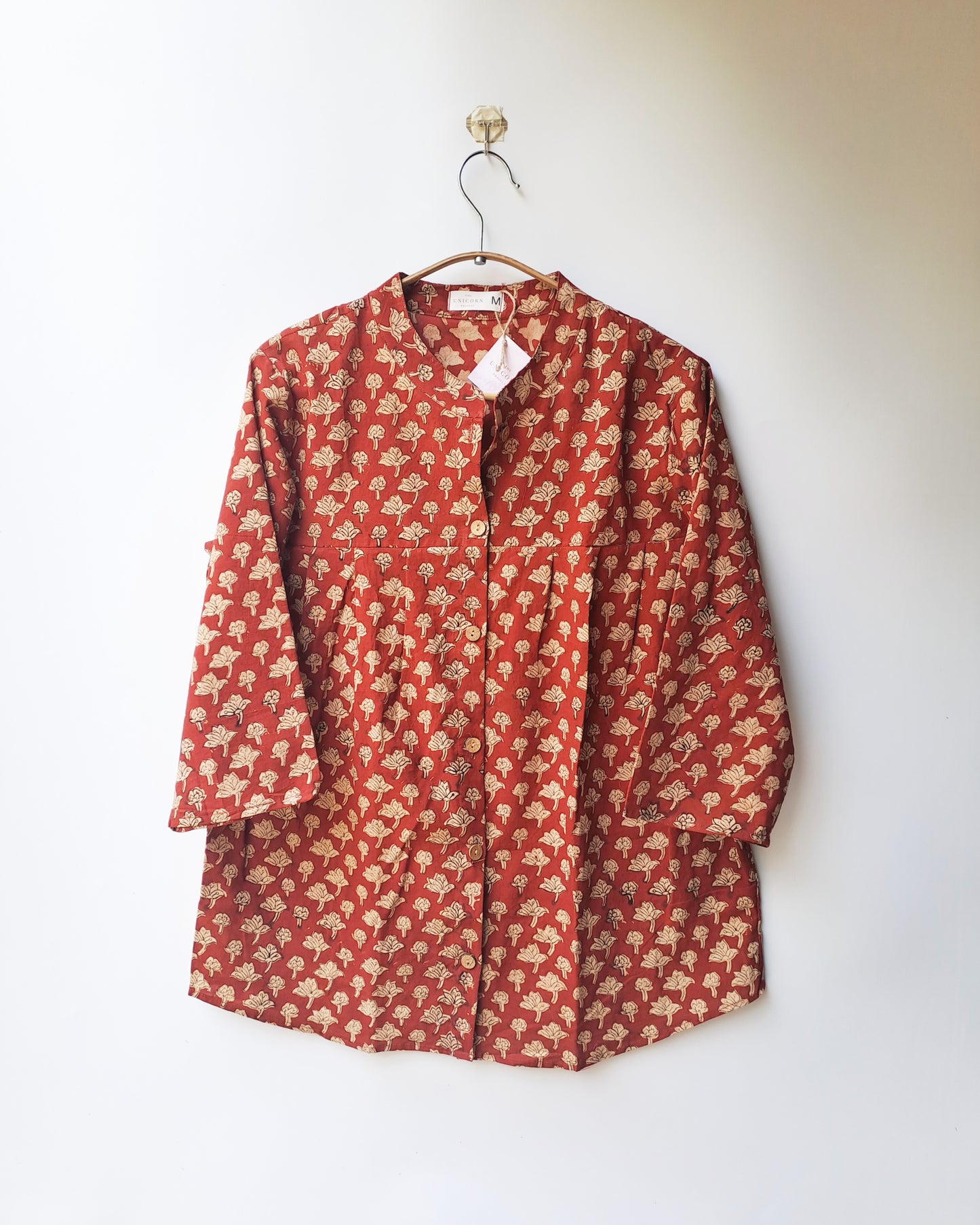 Maroon Bloom Button Up Top