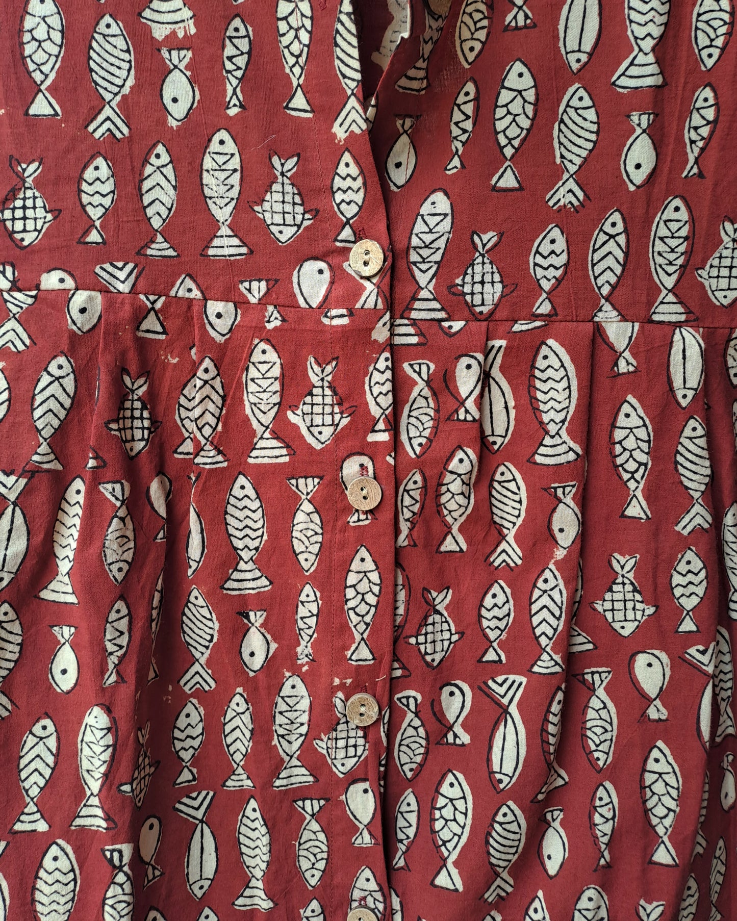 Red Fish Pond Button Up Top
