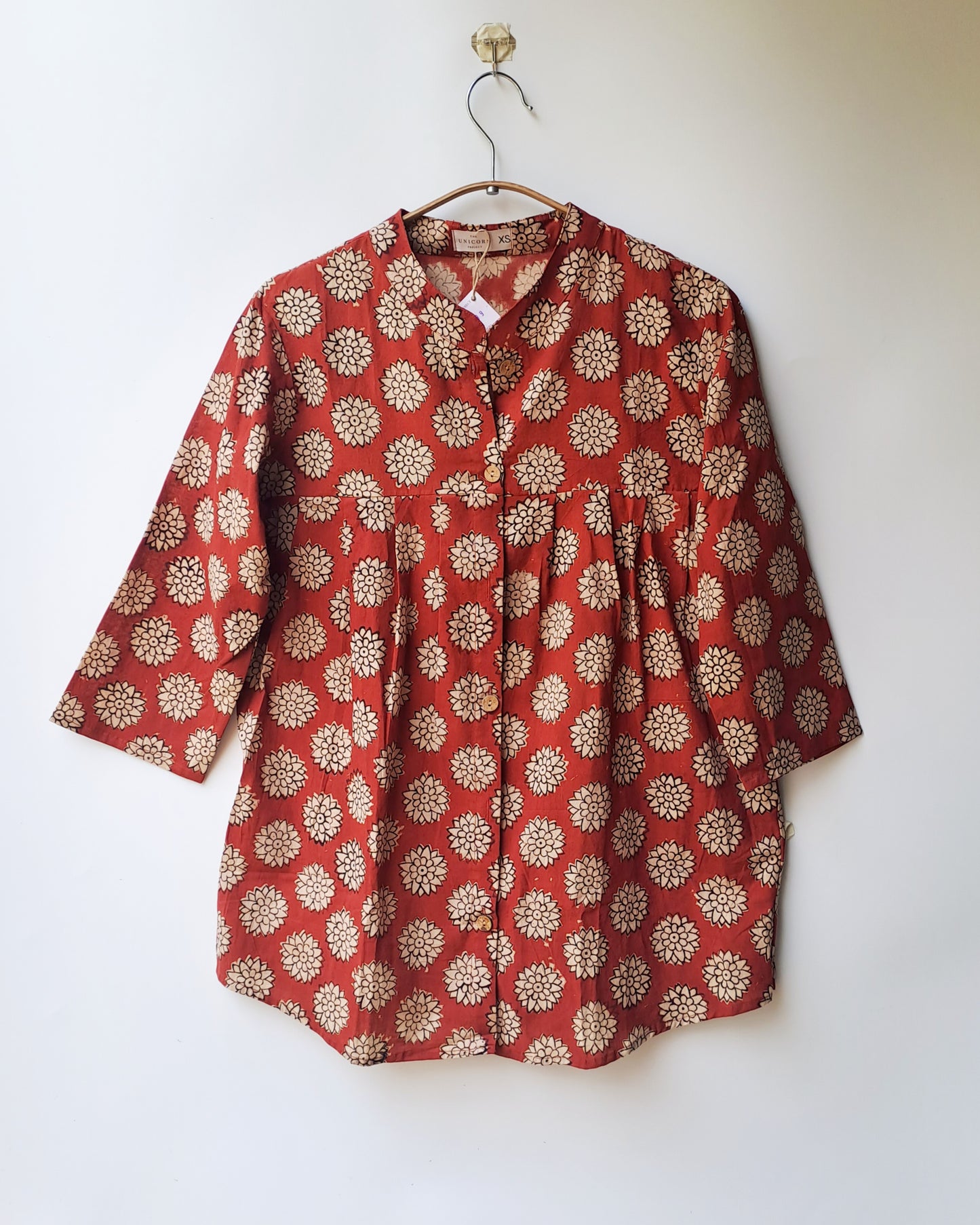 Rust Lotus Button Up Top