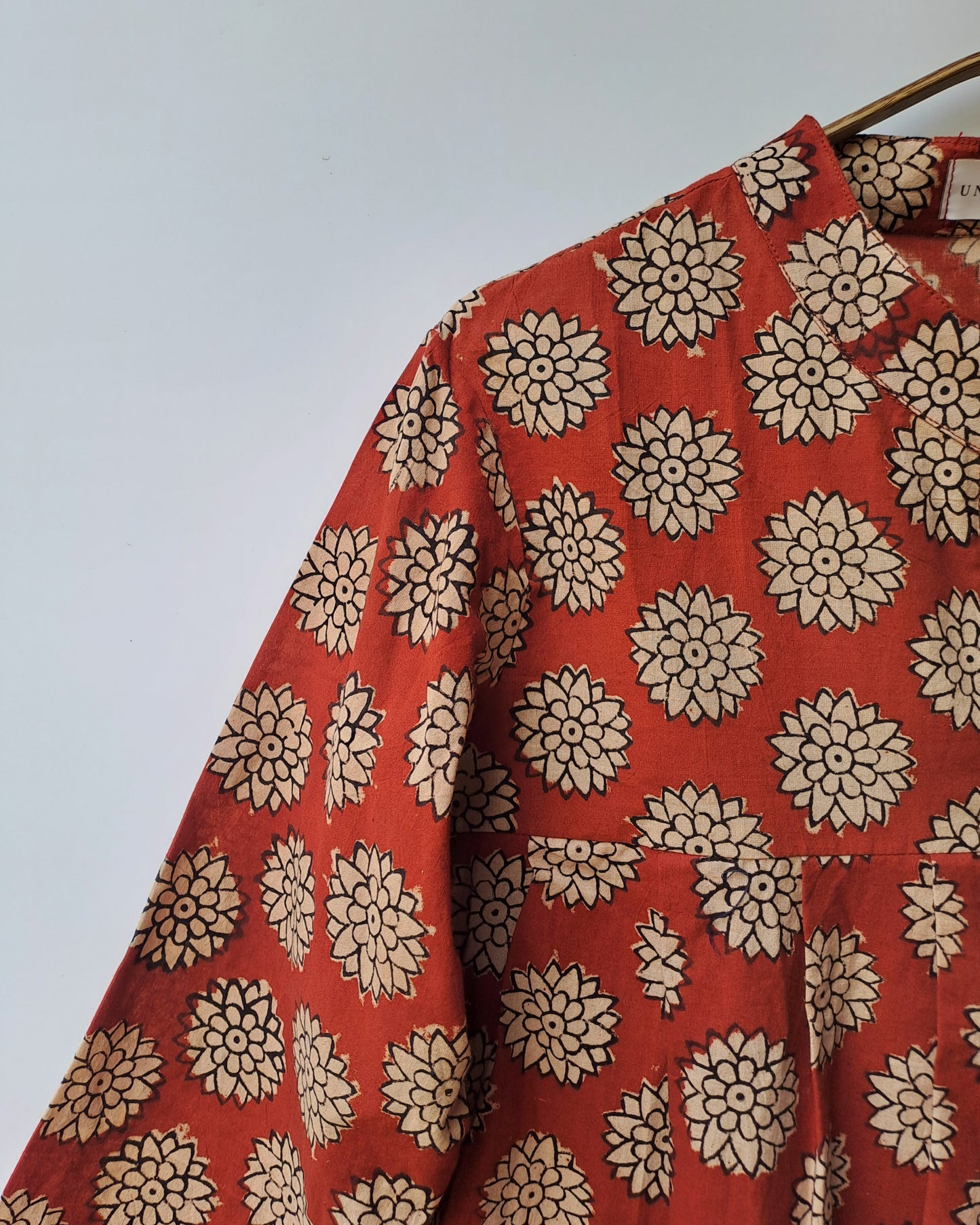 Rust Lotus Button Up Top