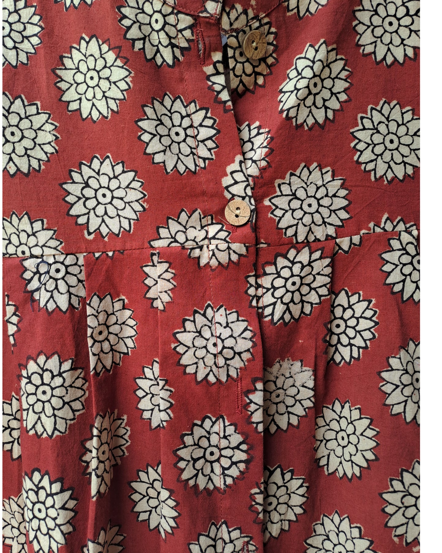 Rust Lotus Button Up Top