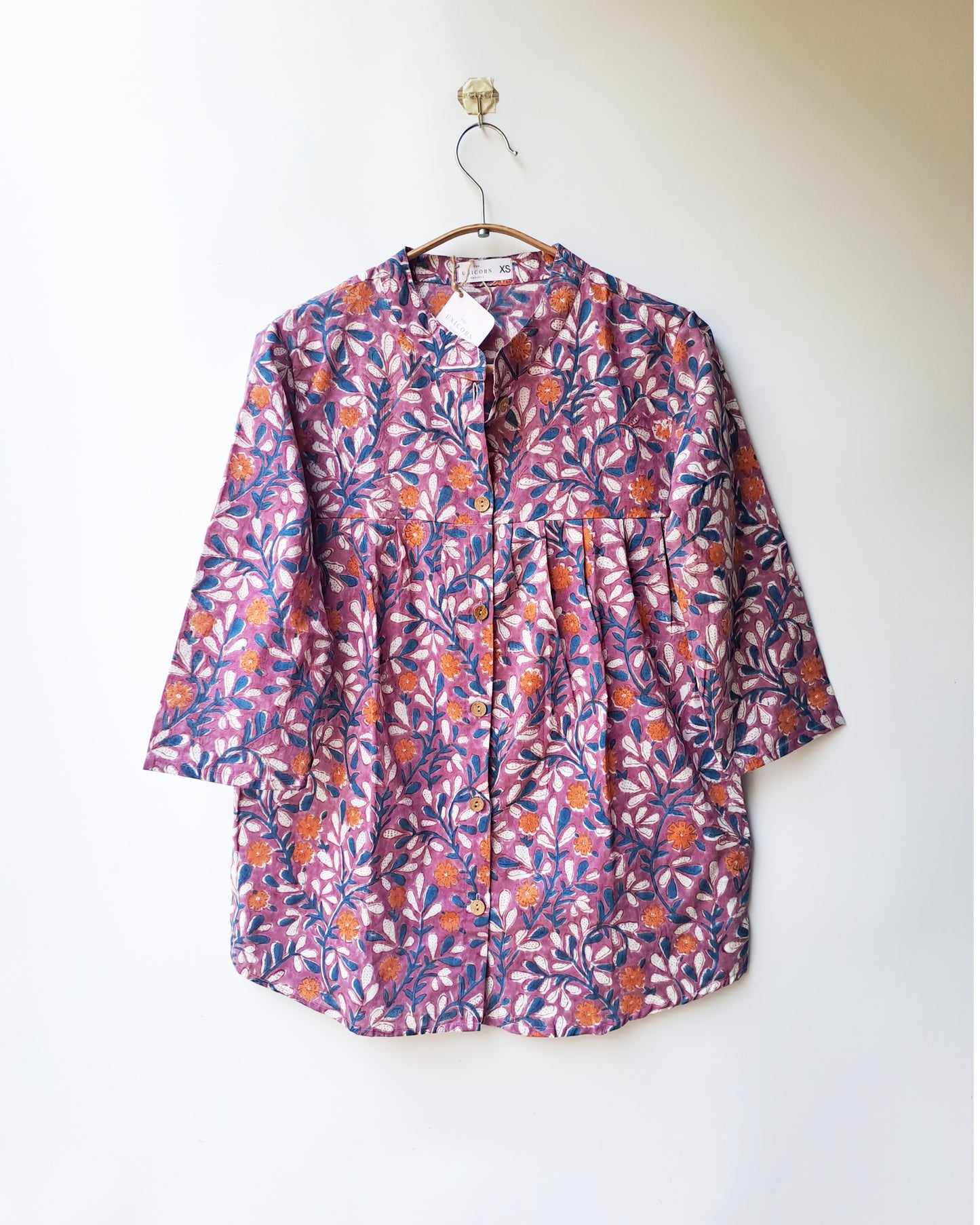 Purple Vine Button Up Top