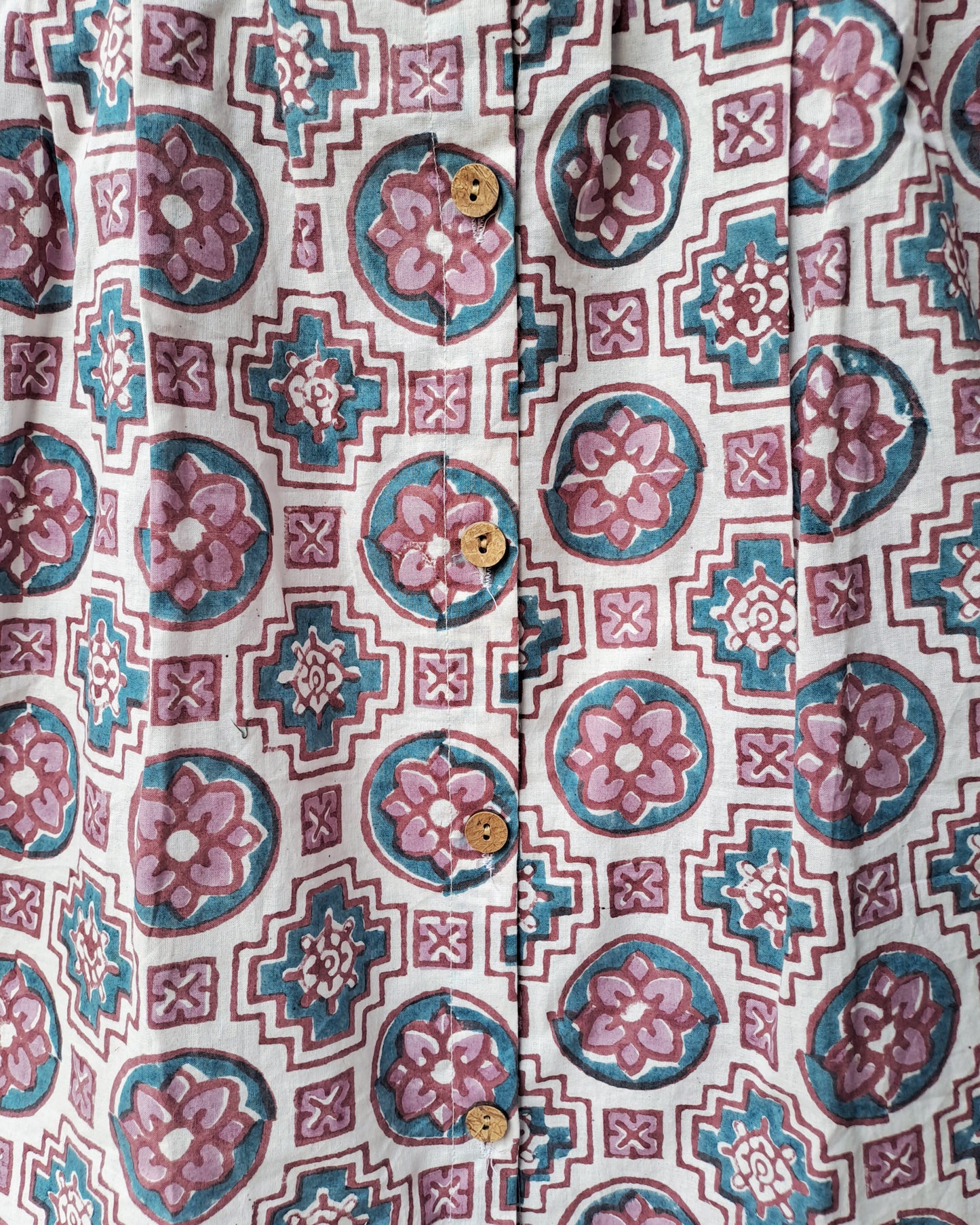 Tile Bloom Button Up Top