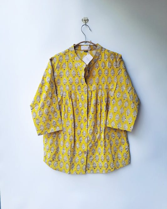 Yellow Mughal Button Up Top