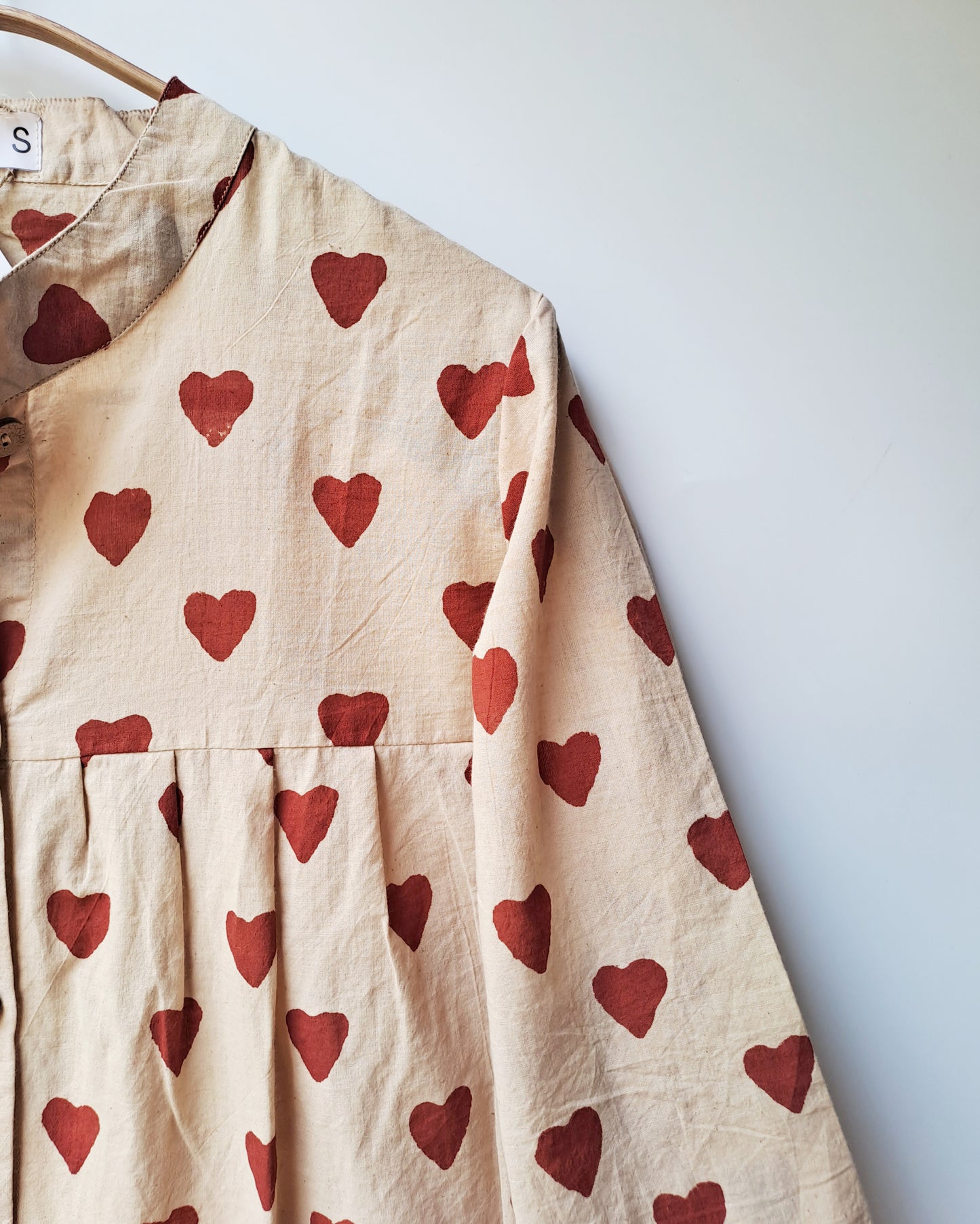 Rust Heart Button Up Top