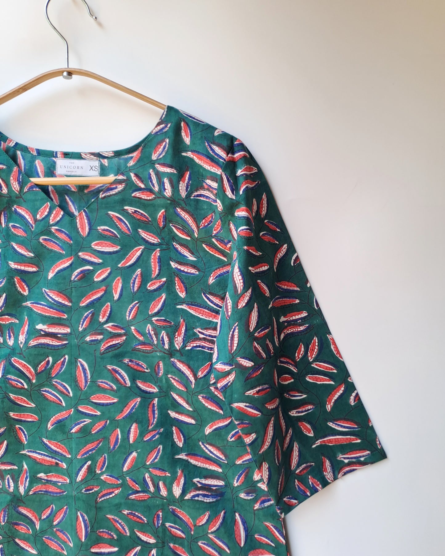 Teal Green Leaf Short Top