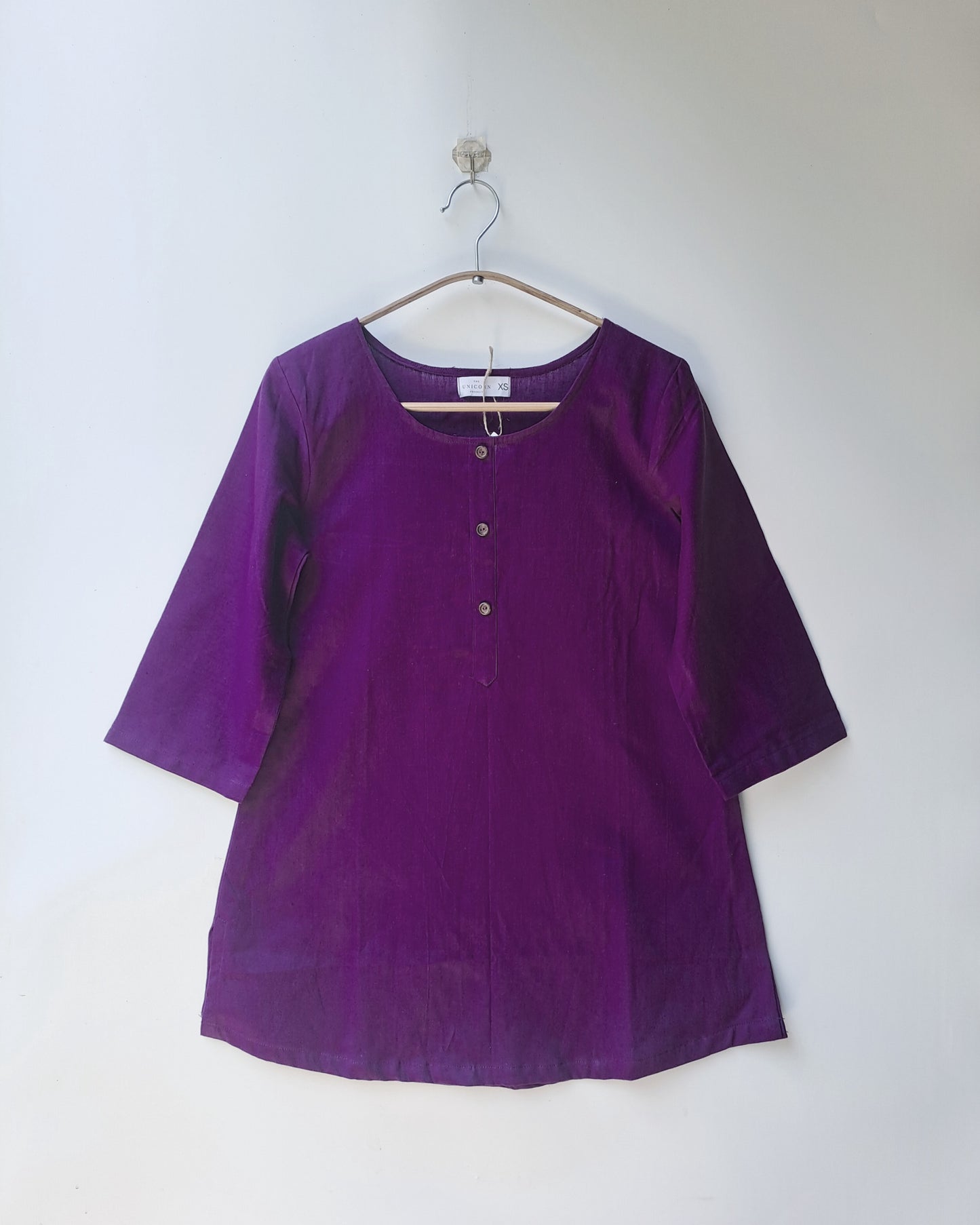 Jamuni Button Solid Cotton Short Top