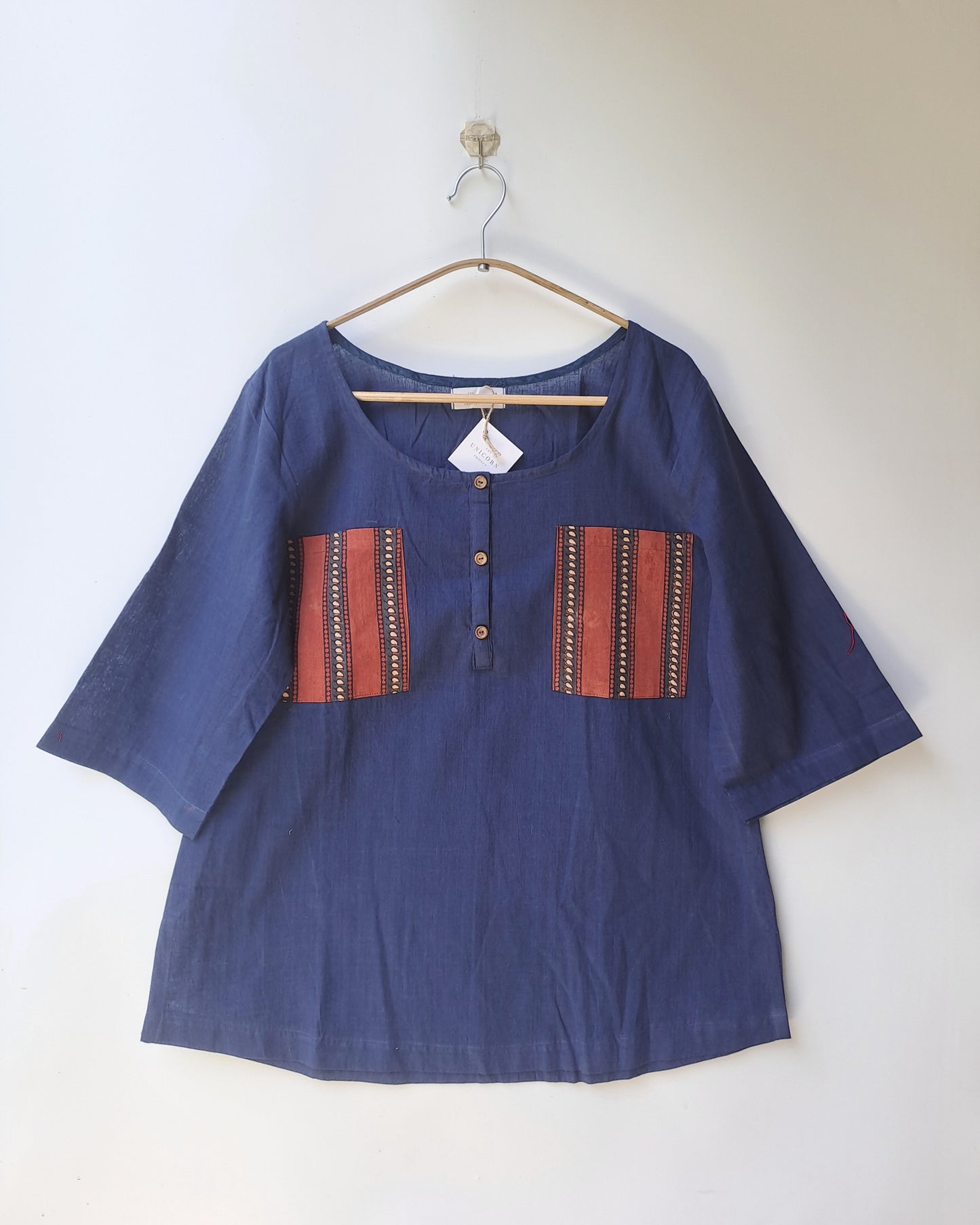 Navy Red Patch Pocket Short Top