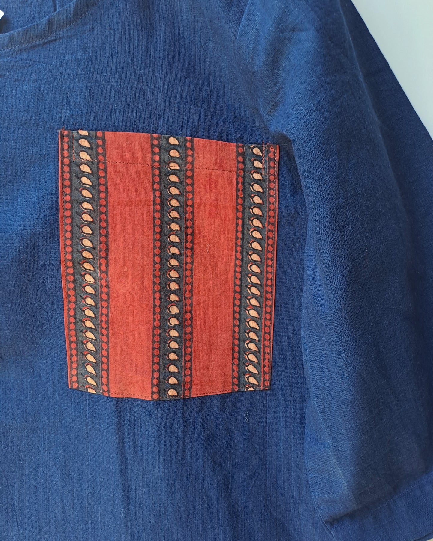 Navy Red Patch Pocket Short Top