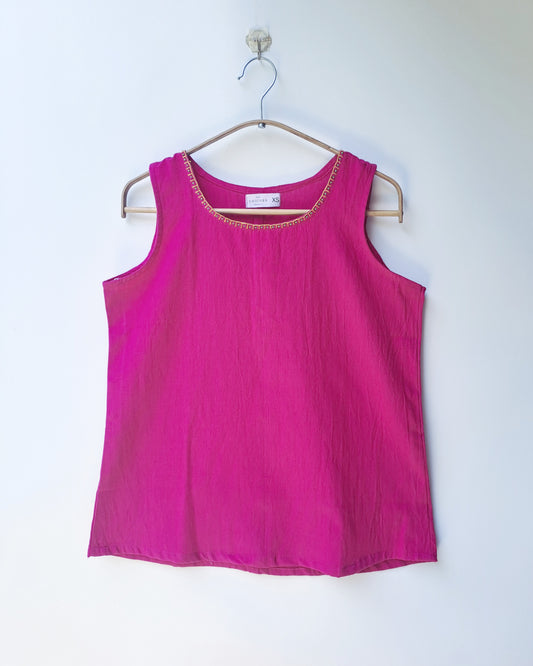 Bouganvillea Embroidered Sleeveless Top