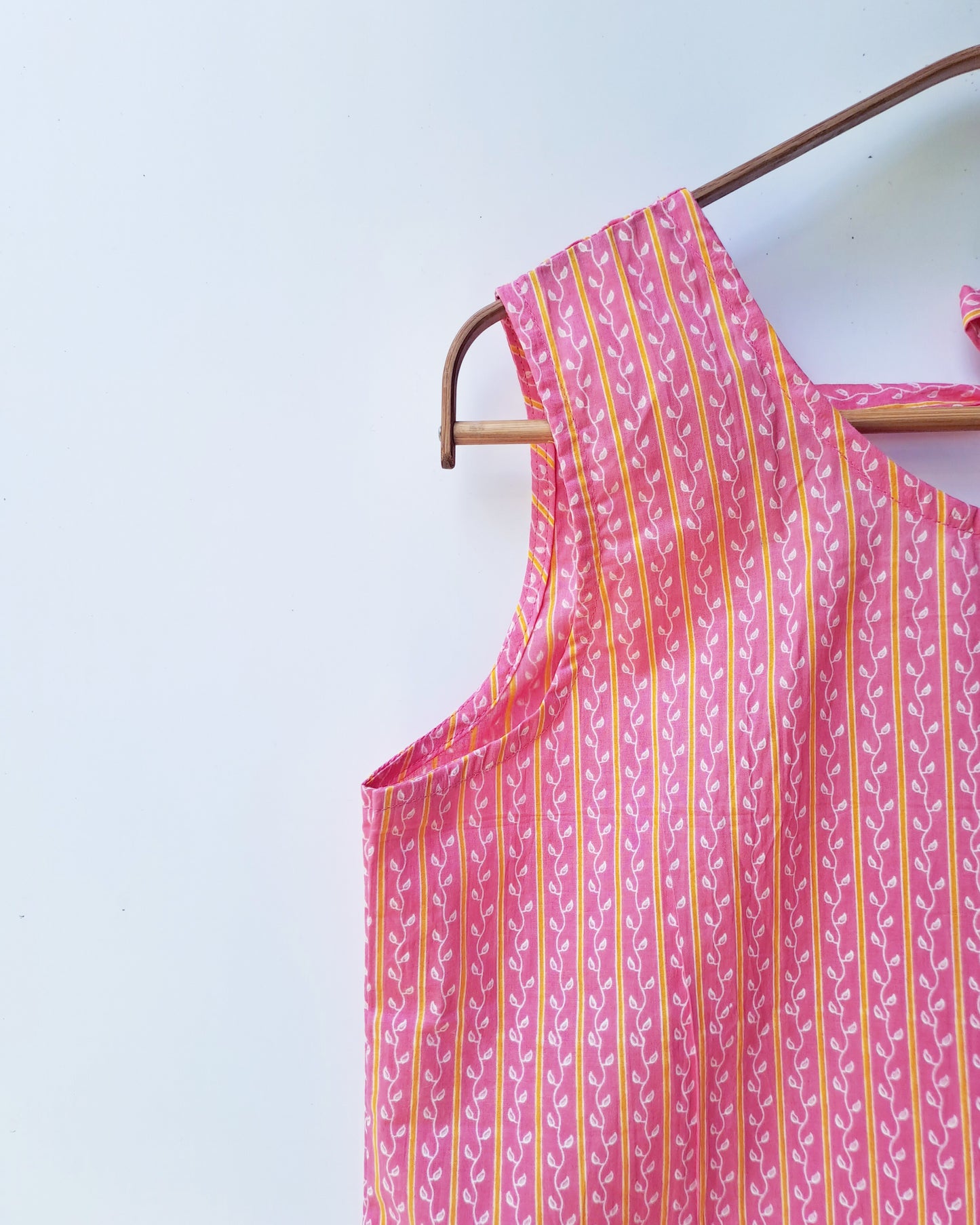 Peach Dori Striped Tied Back Cotton Top