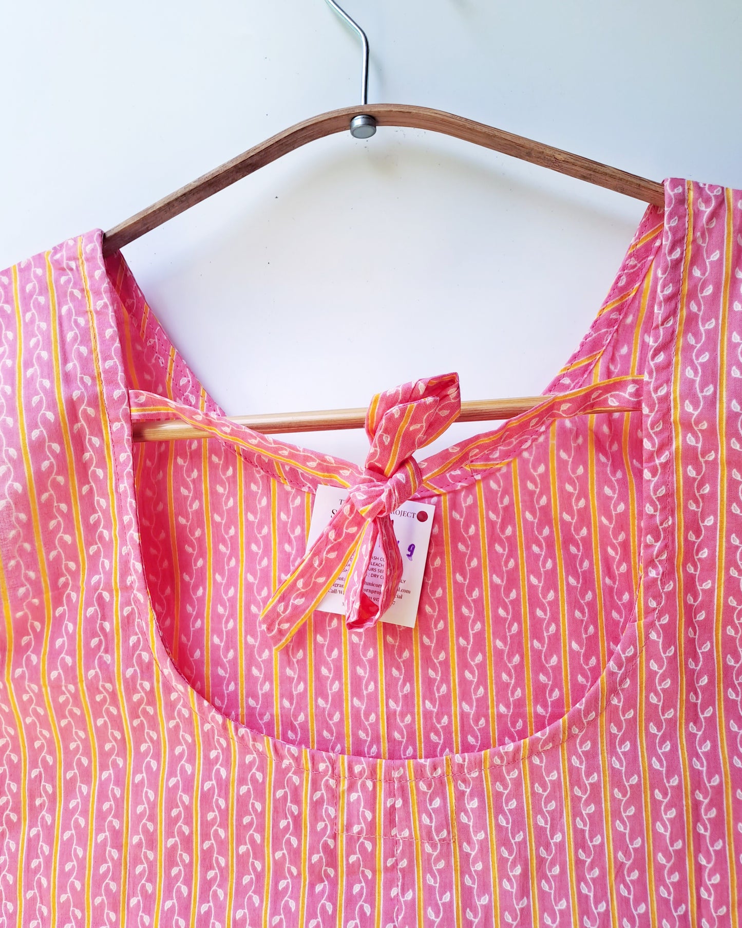 Peach Dori Striped Tied Back Cotton Top