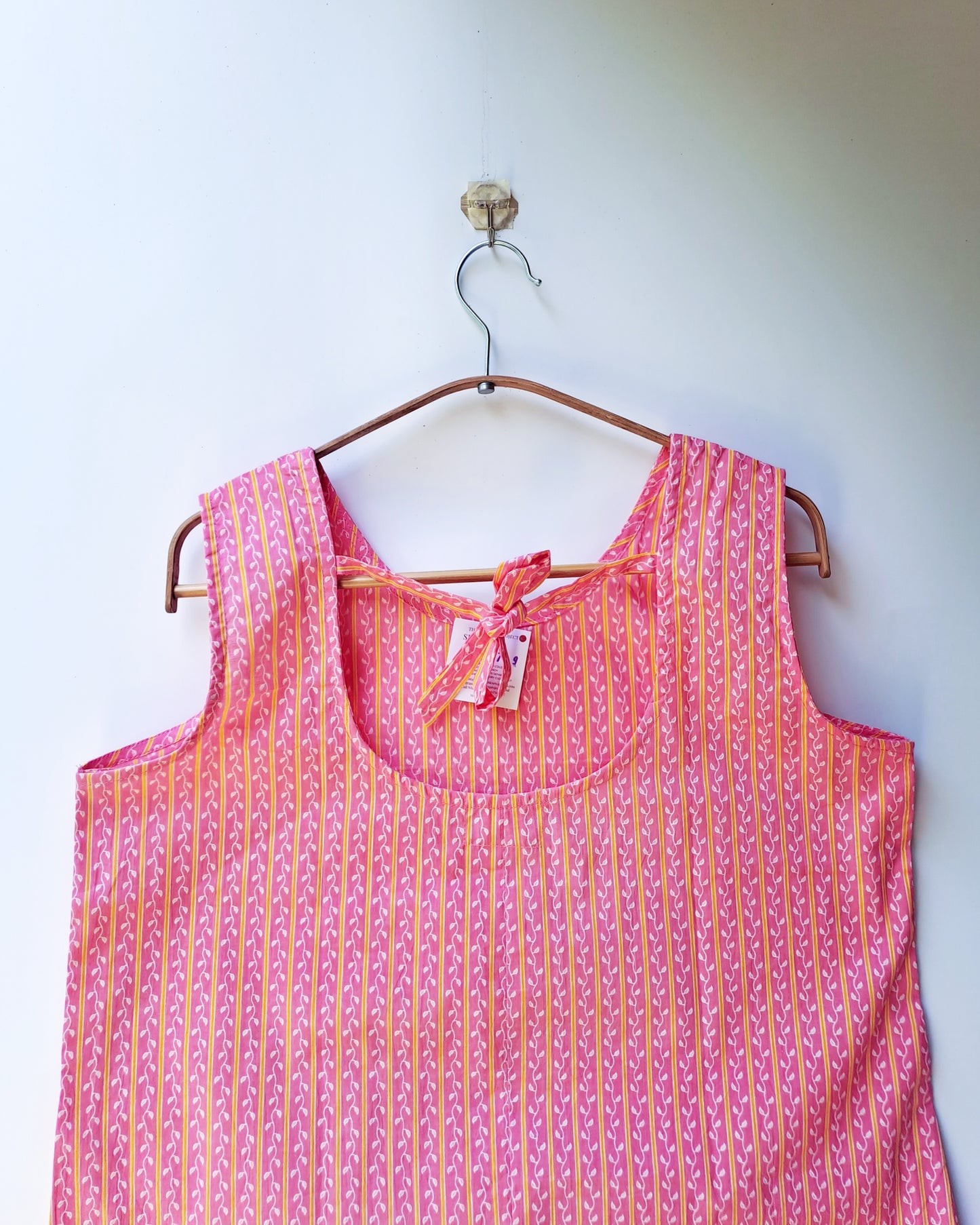 Peach Dori Striped Tied Back Cotton Top