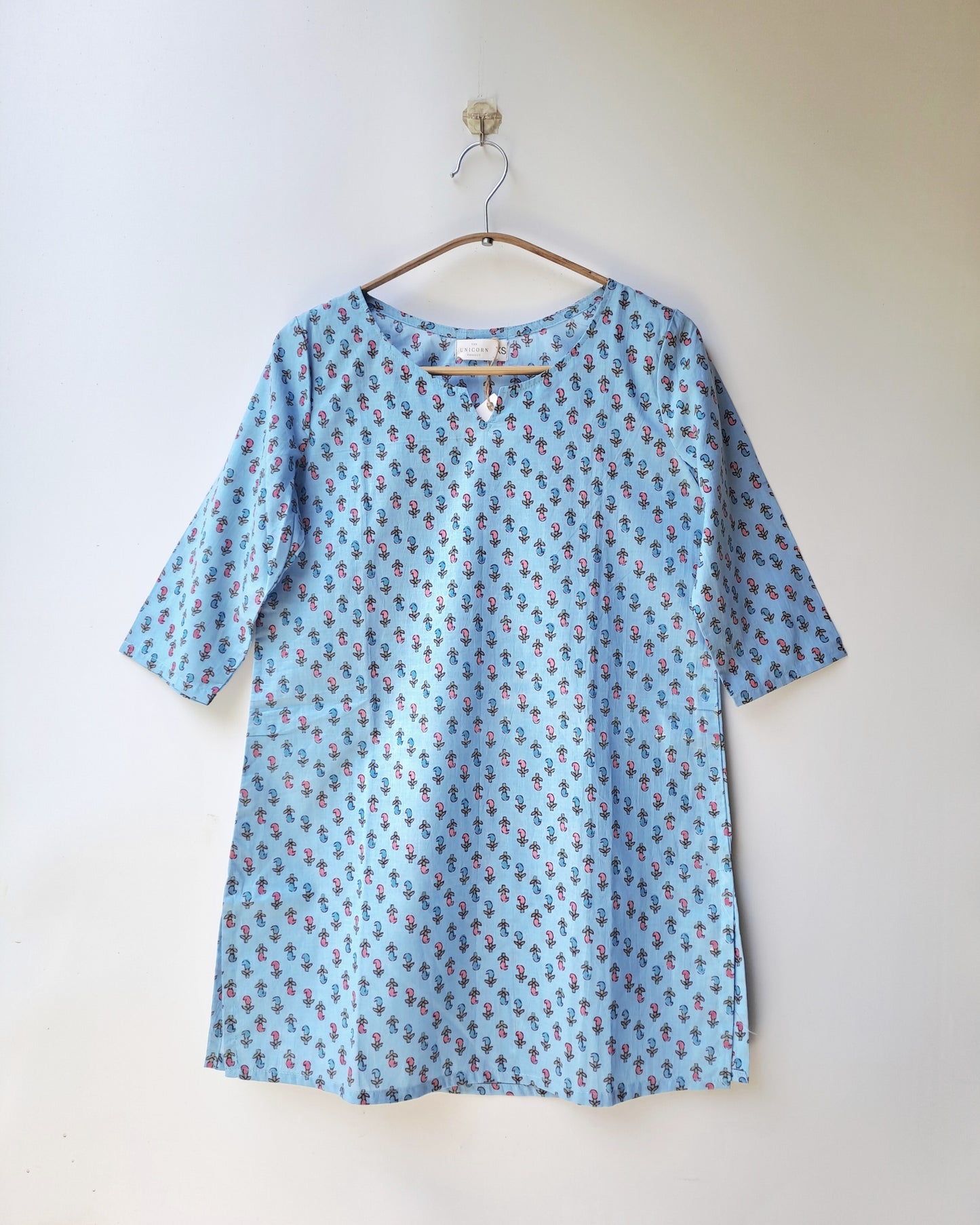 Sky Butti Print Cotton Kurti