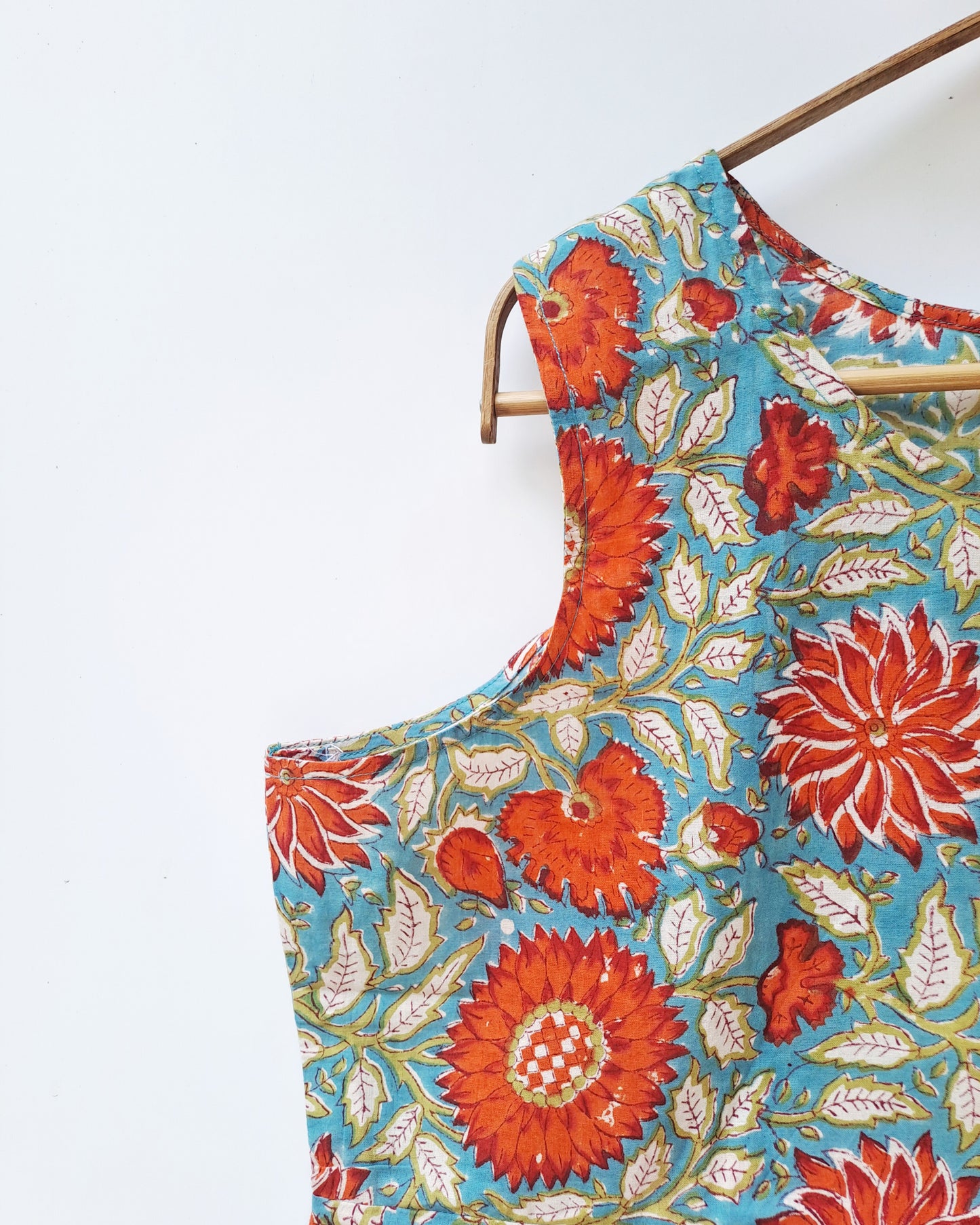 Blue Orange Floral Peplum Top