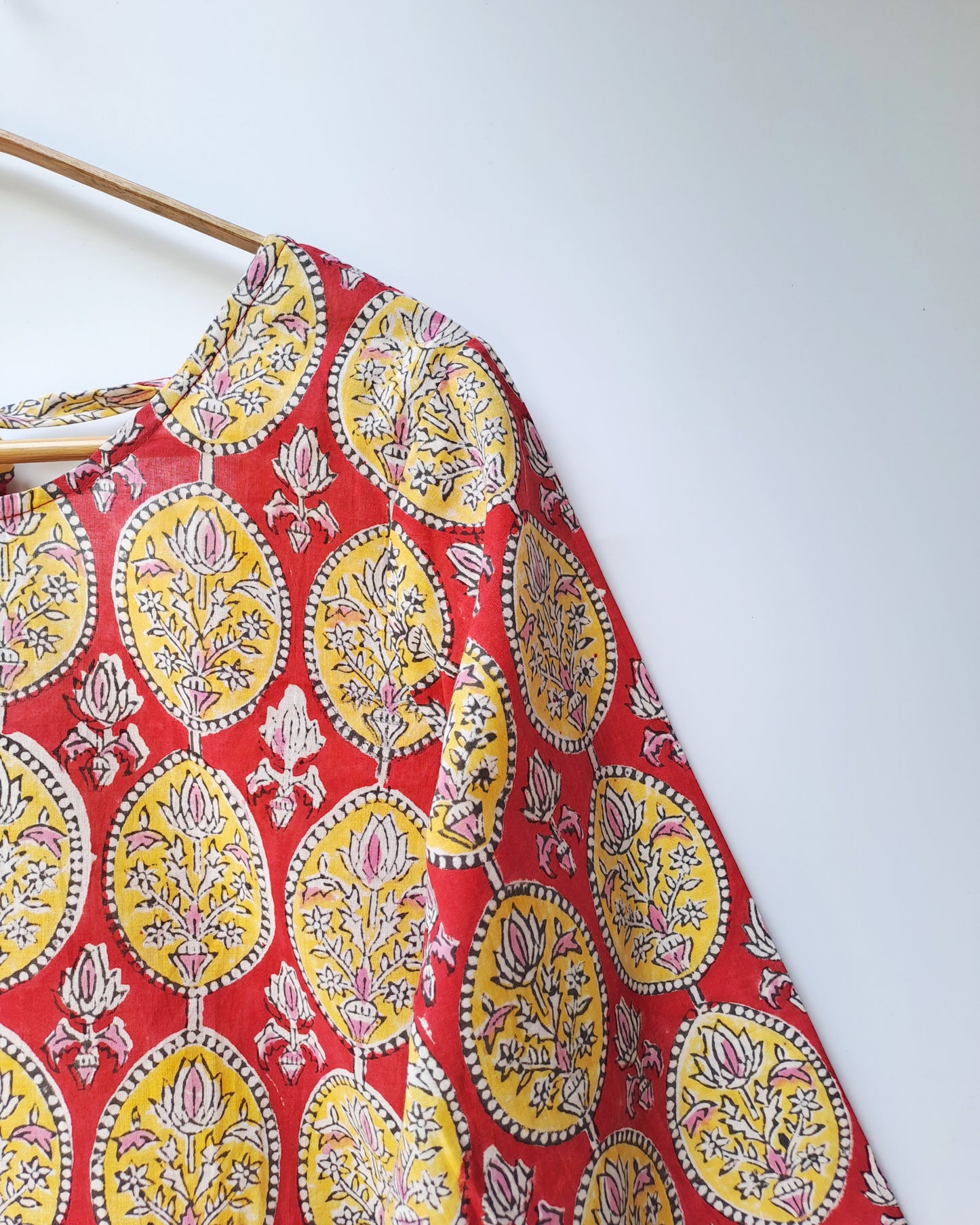 Red Yellow Floral Back Tie Top