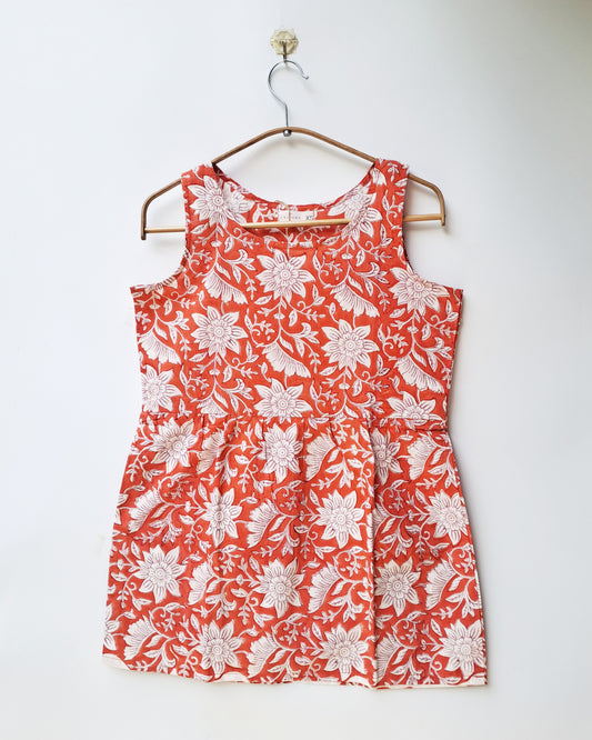Rust Orange Floral Peplum Top