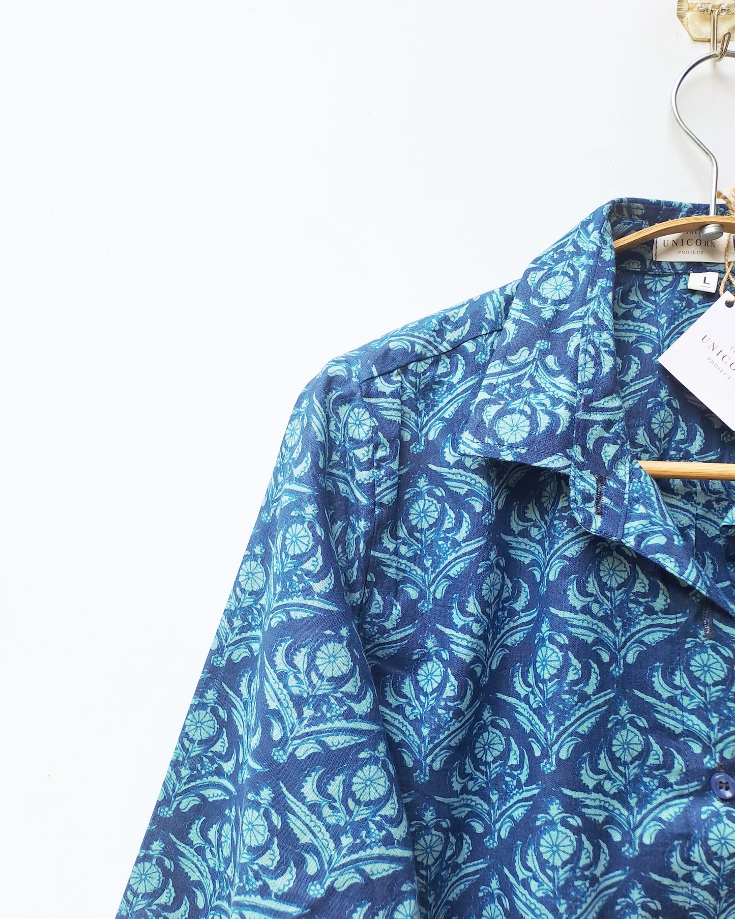 Indigo Blue Jaal Block Print Cotton Shirt