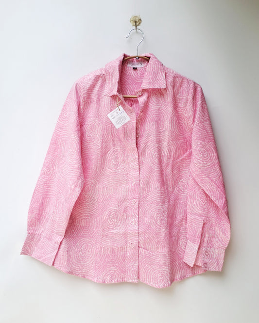 Baby Pink Geometric Circle Cotton Shirt