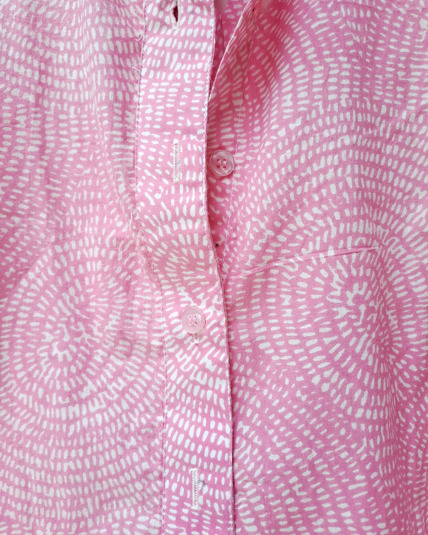Baby Pink Geometric Circle Cotton Shirt
